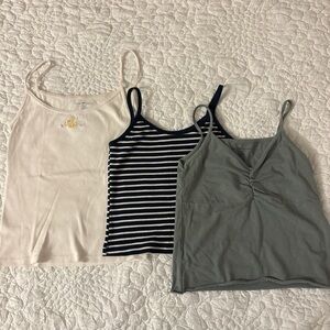 Stylish Women's Tank Tops - Cream, Navy, and olive green. Brandy Melville